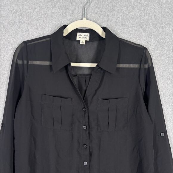 The Arte Sheer Blouse Medium Button Puff Whimsigoth Coquette Lagom Career Quiet - Picture 2 of 11